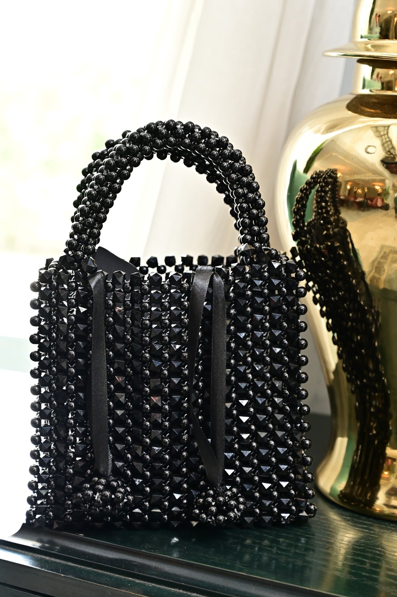 Handmade Pearl Bag - Black